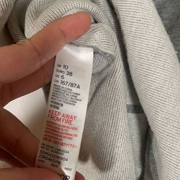 Topshop Grey & White Sweater Ribbed Collar Top - Picture 8 of 10